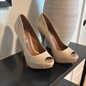 Aldo Cream Peep-Toe Stiletto Heels